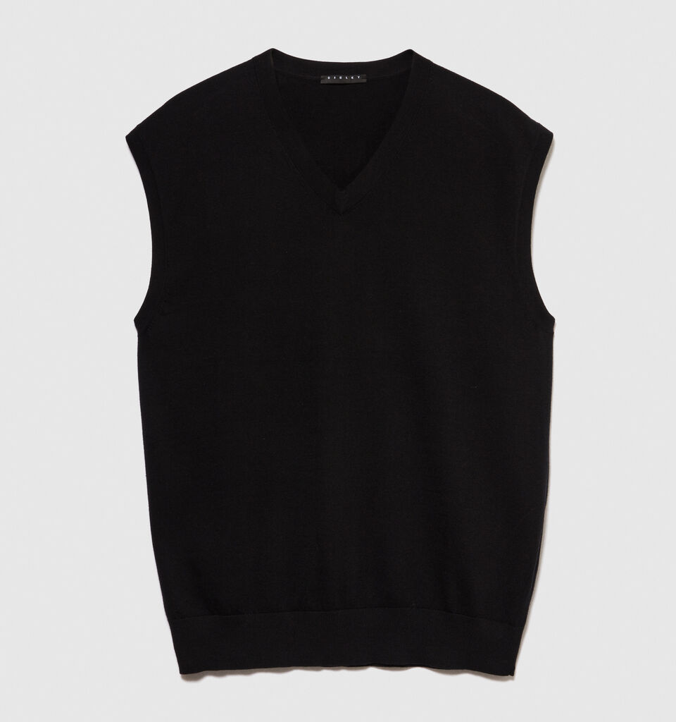 Knit vests - men's v-neck sweaters - Black | Sisley image number 6